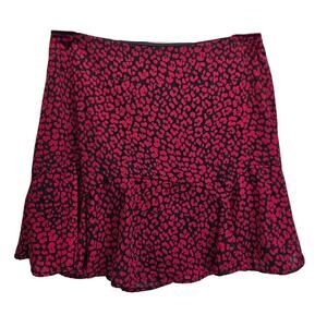 Francesca's Mi Ami Pink & Blue Animal Print Lined Godet Mini Skirt, Size Large